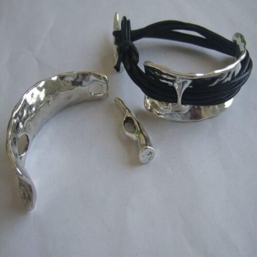 5 Sets Antique Silver Color Bangle Clasp Findings Acessorices Round Leather Cord Making