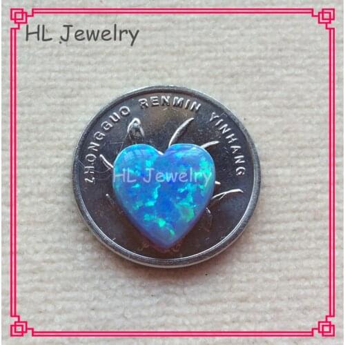 50PCS/Lot OP06 Azure Blue Opal Heart 10MM Baby Blue Synthetic Opal Heart