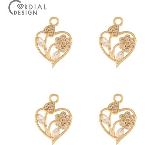 Cordial Design 50Pcs 14*19MM CZ Charms/Hand Made/Earring Making/Jewelry Findings & Components/Earrings Accessories/DIY Pendant