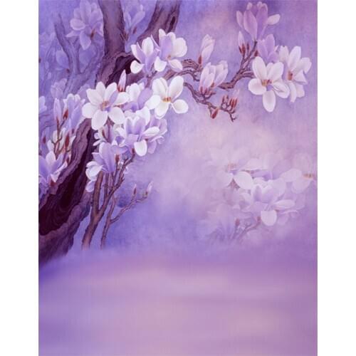 5x7ft Purple Flowers Painting Photography Backdrops Photo Props Studio Background