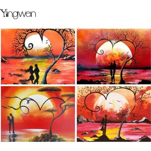 Full Diamond Embroidery Heart Tree Diamond Painting Landscape Home Decor Cross Stitch Kits Rhinestone Sale Needlework Mosaic Art