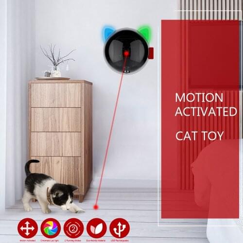 Automatic Cat Toy Ball USB Red Dot LED Pointer Cat Ball Rotating Moving Electronic Pen LED Light Interactive Cat Toy Ball