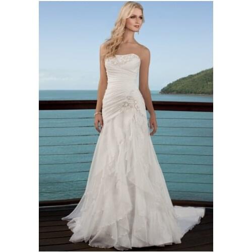 Free shipping bandage 2021 crystal applique mariée panel elegant Beach Bridal Gown beautiful sweetheart Bespoke Wedding Dresses