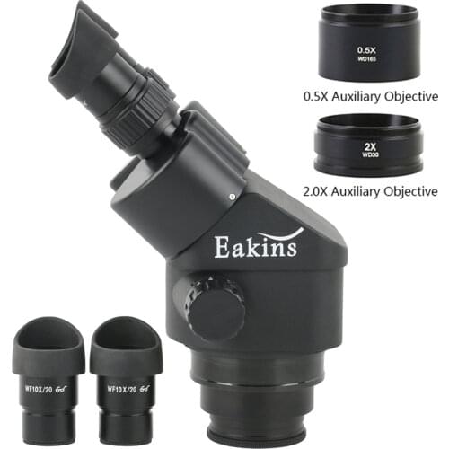 7X-45X Stereo Microscope Head Binocular Microscope Magnification Continuous Zoom + WF10X/20mm large field Eyepiece