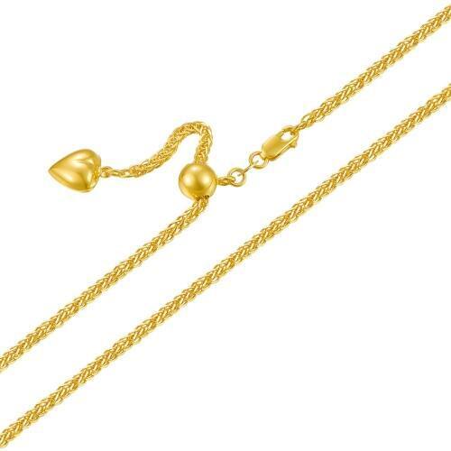 Real 18K Rose Yellow White Gold Necklace Womans Elegant Wheat Link Chain 1.2mmW Fashion Lady Adjustable