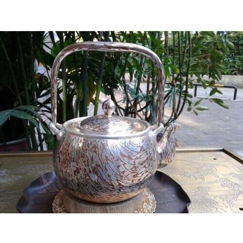 Soften Water Wood Grain Gold Royal Kettle 0.8L Sterling Silver 472G Manual Whistling Water Kettles With Gift Box