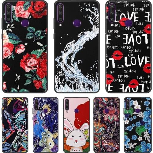 For Huawei Y6P Case Rose Flowers Silicone Phone Cover For Huawei P20 Lite Case Soft TPU 3D Relief Funda For Huawei P20 pro Case