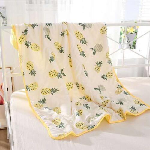 Kids Cartoon Pineapple Summer Thin Quilt Soft Air Condition Quilts Lunch Blanket Children Wash Cotton Comforter Beddings