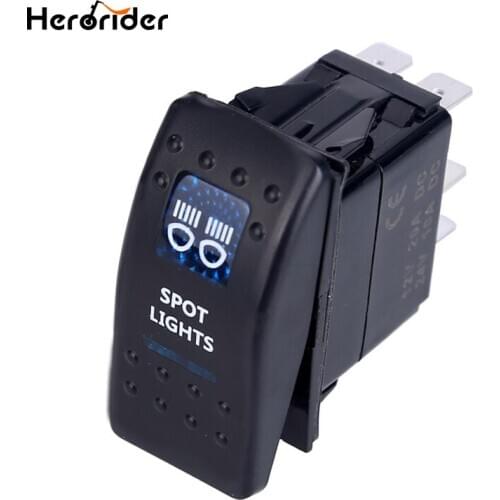 Herorider 5Pin Car Switch Boat Truck Light Toggle Switch Waterproof 12V Bar Style Blue Toggle Rocker Reverse Rear Light Switch
