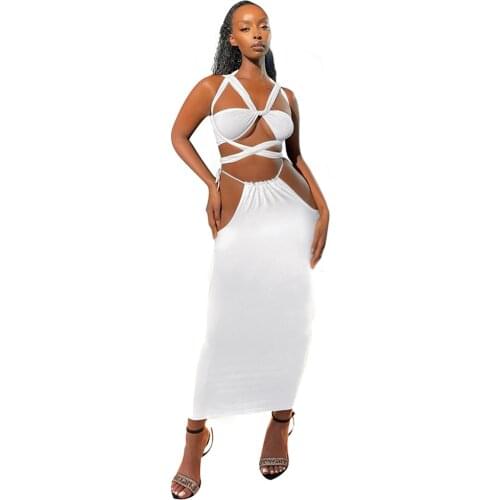 XLLAIS Valentine Cotton Bandage Tops and Lace Up A-Line Skirts Women Sexy Stretchy Vest Hollow Out Clothing Two Piece Set Outfit