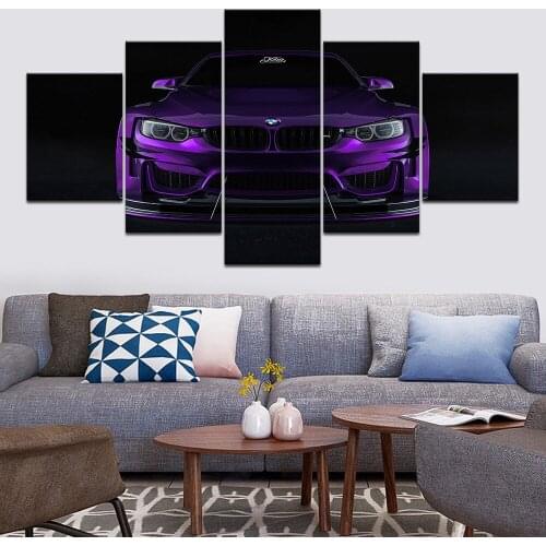 Canvas Wall Art HD Printed Painting Frame Modern Pictures 5 Pieces M4 Black Sport Car Poster Home Decor For Living Room