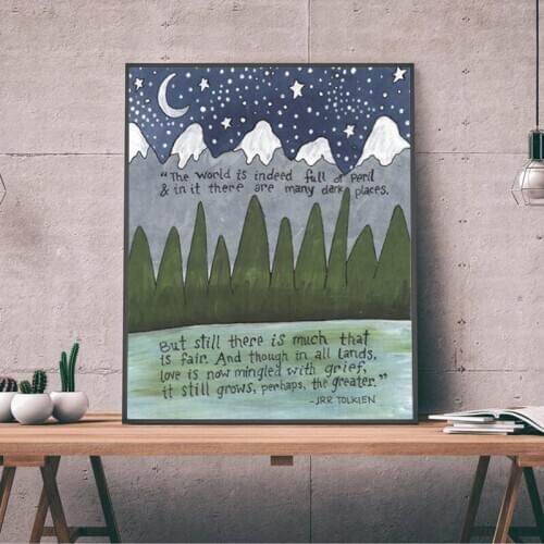 J.R.R. Tolkien Quotes Print Literary Gifts Fantasy Literature Motive Poster Wall Art Picture Painting Living Room Decor