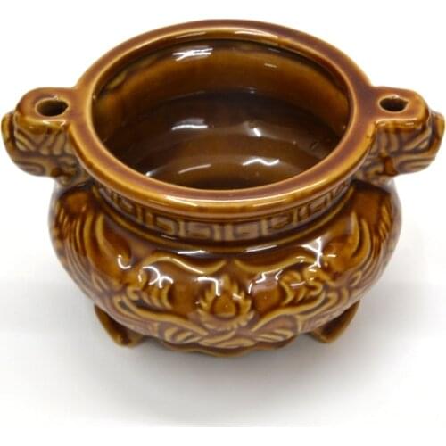 Tripod ceramic incense burner Retro sandalwood furnace Buddha censer candle holder small incense burner Classical pottery