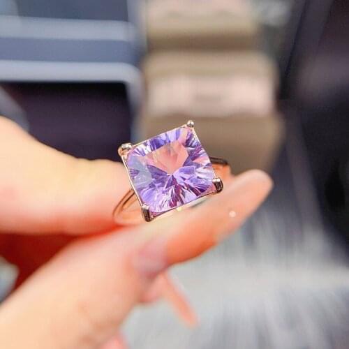 Natural Amethyst Ring Large Grain Luxury Classic Fashion Ladies Jewelry S925 Sterling Silver 18K Gold Engagement Autumn New Prod
