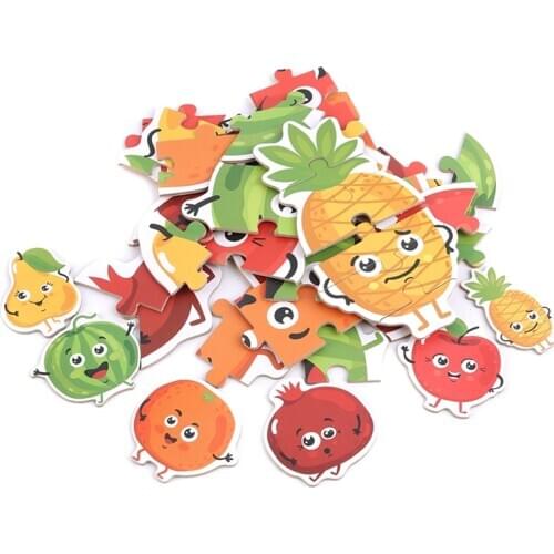 Colorful Animal Fruit Marine Life Transportation Jigsaw Puzzles Board Intelligent Kids Toys Paper Puzzle Cartoon Animal Pattern