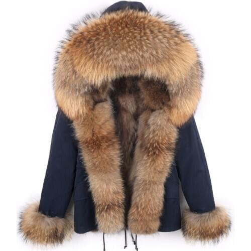 Army Green Waterproof Short Parka Winter Jacket Men Real Fox Fur Coat Natural Raccoon Fur Outerwear Hood Streetwear Detachable