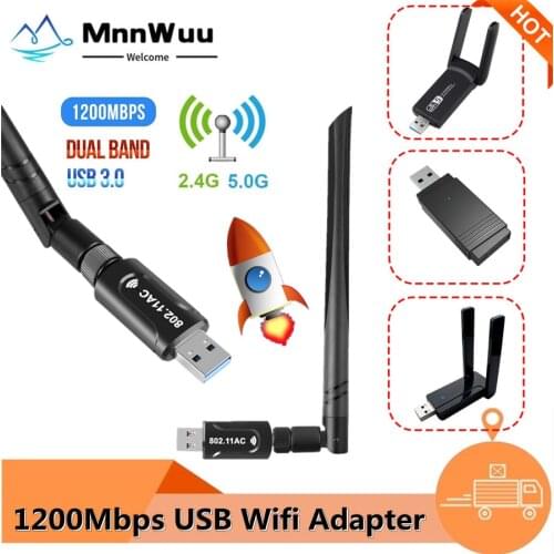 Mini Wifi Adapter Wireless USB 1200/600 Mbps Lan USB Ethernet 2.4G 5G Dual Band Wi-fi Network Card 802.11n/g/a/ac WIFI Adapter