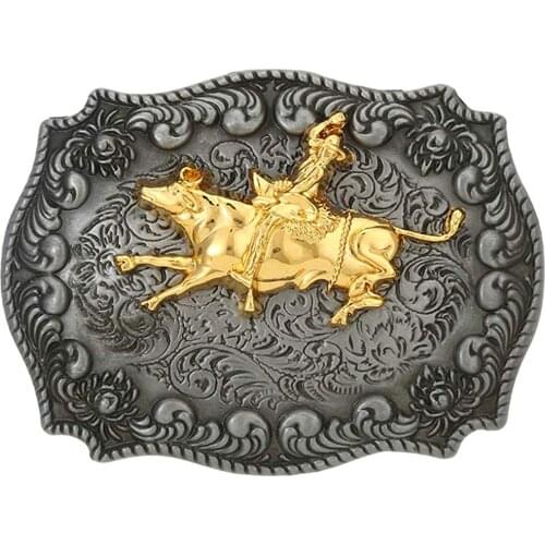 Ride bull steven rectangle shape belt buckle for man western cowboy buckle without belt custom alloy width 4cm
