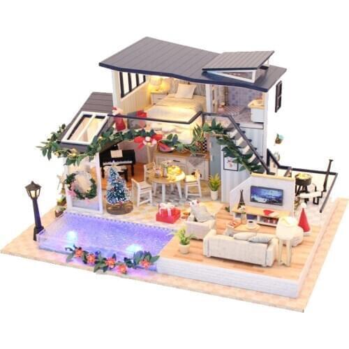 Miniature Model DIY Doll Puppet House Wooden Furniture Mermaid Department Sea View Room Drop Adult Birthday Toy Gift