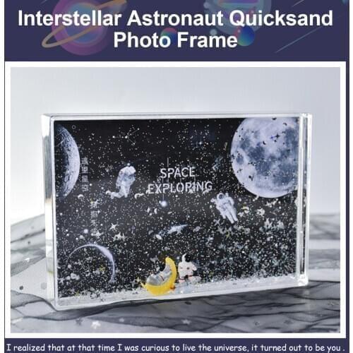 Liquid Photo Frame Astronaut Spaceman Desktop Photo Holder With Snow Floating Glitter Family Picture Display Great Gift Decorate