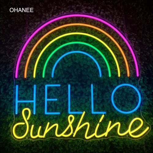 OHANEE Hello Sunshine Neon Sign Led Light Remote Control Custom Name Logo Personalized Wall Home Decor Birthday Gift