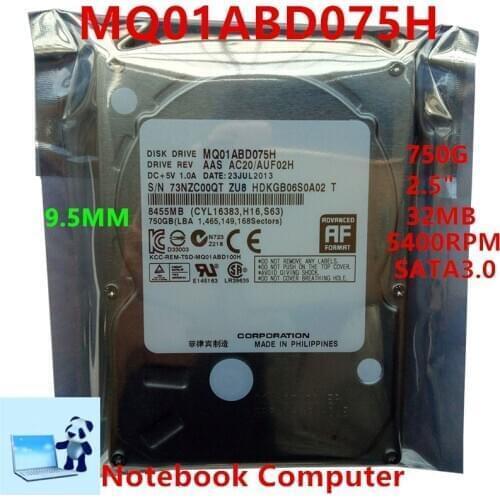 New HDD For Toshiba Brand 750GB 2.5" SATA 6 Gb/s 32MB 7200RPM For Internal Hard Disk For Notebook Computer HDD For MQ01ABD075H