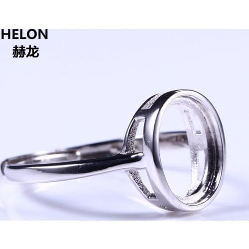 Sterling Silver 925 White Gold Color Engagement Wedding Ring for 8x10mm Oval Cabochon Amber Agate Opal Fine Jewelry Setting