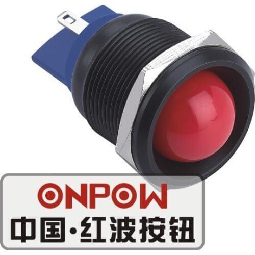 ONPOW 22mm Metal LED IP68 Waterproof Signal lamp, Black indicator lamp, indicator light (GQ22G-D/R/6V/A) CE,RoHS