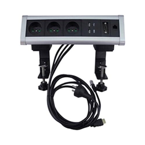 Movable Triangle Desktop Edge Surface Mount Socket Electric Outlet 3 French sockets +2 USB Charger +1 HDMI+1 Network Customized