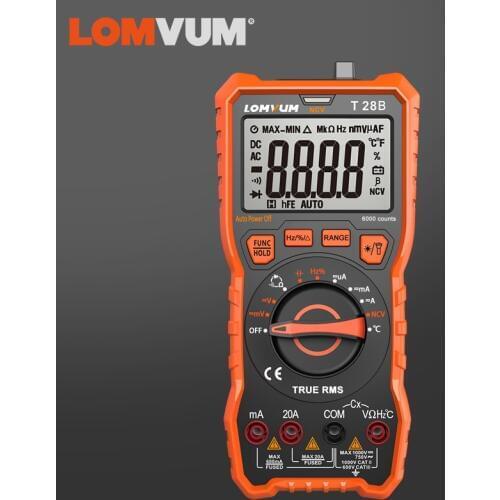 LOMVUM Portable Digital Mini Multimeter Auto Range Tester Multimetre Backlight AC/DC Ammeter Voltmeter Tester Meter Handheld LED