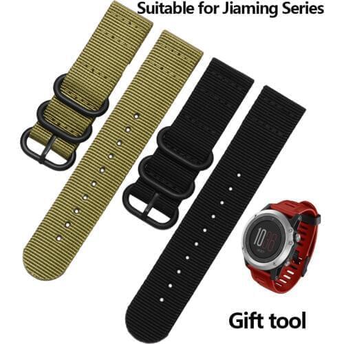 NATO Watchband Nylon Strap Black Ring Buckle 26mm Blue Green Replacement Band For Garmin Fenix 3 Watch Accessories
