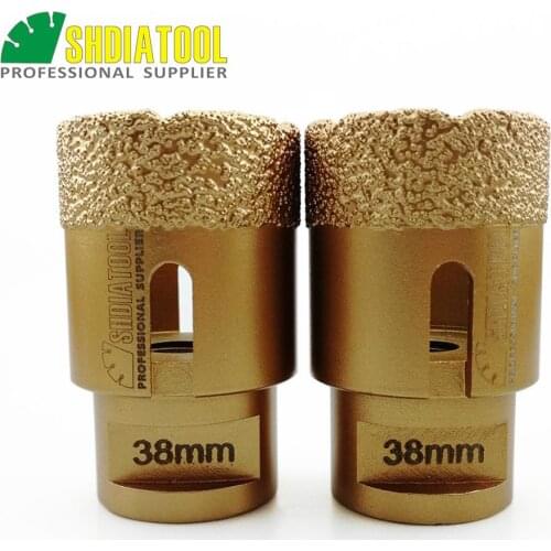 SHDIATOOL 2pcs Dia 38mmx15mm M14 Vacuum Brazed Diamond Core Bits Stone Drilling Bits Tile Hole Saw Porcelain Diamond Drill Bits