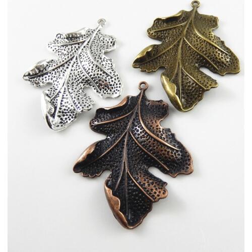 Julie Wange 3PCS Vintage Big Leaves Shape Charms Mixed Antique Colors Necklace Findings Jewelry Making Accessory