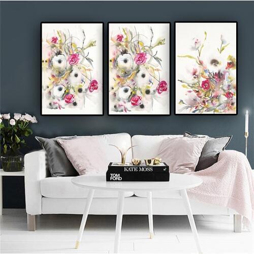 Vintage Green Plant Watercolor Flower Posters and Prints Canvas Painting Wall Pop Art Picture Nordic Scandinavian Kitchen Decor