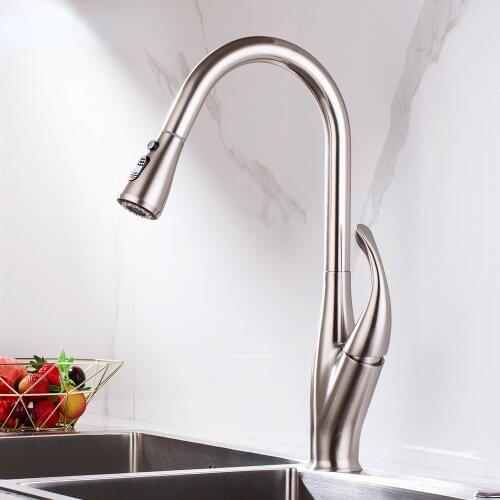 360 Degree Pull Out Black Kitchen Faucet Single Handle Sink Kitchen Faucet Single Hole Swivel Water Mixer Tap