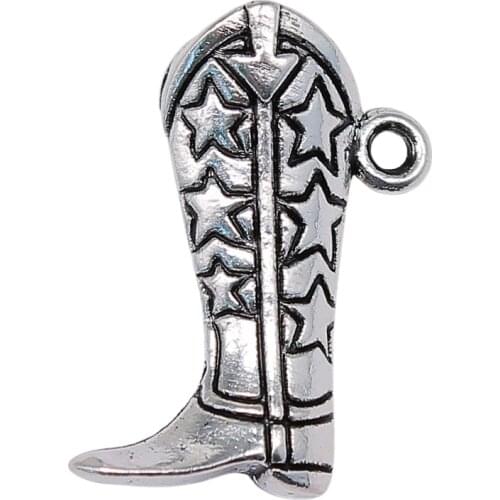 WYSIWYG 3pcs 26x20x8mm Antique Silver Color Shoe Charms Boots Charms 3D High Boots Charm For Jewelry Making
