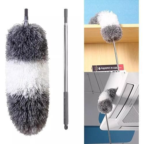 Yocada Microfiber Telescoping Duster 100'' Extendable Scratch-Resistant Cover Stainless Steel Pole Bendable Head Washable