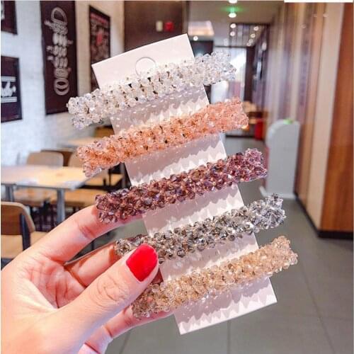 1pcs Women Girls Crystal Beaded Zircon Hairpin Temperament Back Of The Head Spring Clip Headdress Hairpin Hair Accessories