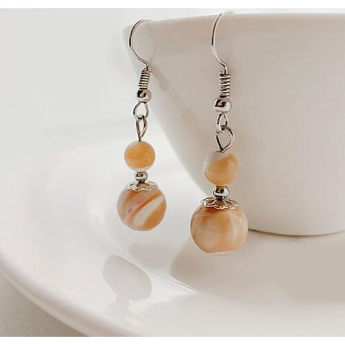 Earrings for Women 2021 New Gourd-shaped Natural Stone Sweet Wind Ladies Exquisite New Crochet Earrings Wedding Attendance