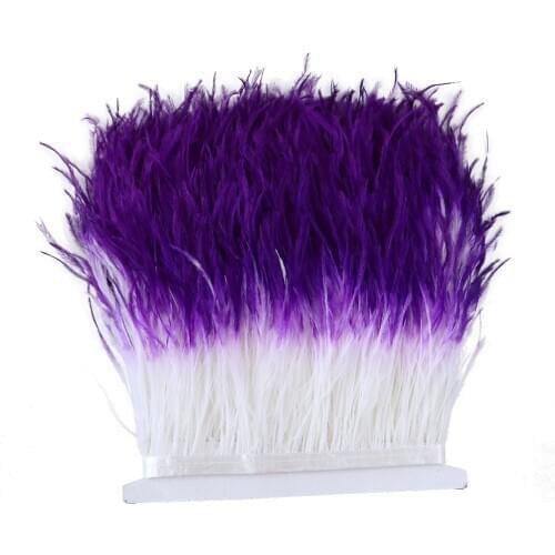 1 Meter/lot 10-15 CM Bicolor Ostrich Feathers Fringe Trim Dyed Feather Ribbon Wedding Party Dress Decor Sewing Crafts Plume
