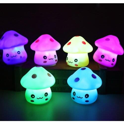 1pcs LED Mushroom Lamp Party Lights Mini Soft Baby Child Sleeping Nightlight Novelty Luminous Toy Gift Kids Bedroom Lighting