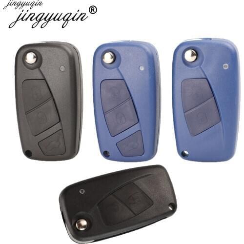 Jingyuqin 10pcs/lot For FIAT Punto Ducato Stilo Panda 3 Buttons Replacement Flip Folding Remote Car Key Shell Case Cover