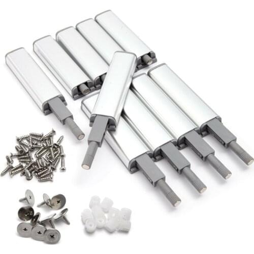 10pcs Stainless Steel Door Stopper Cabinet Catches Push To Open Touch Damper Buffers Soft Quiet Closer Magnetic Hardware