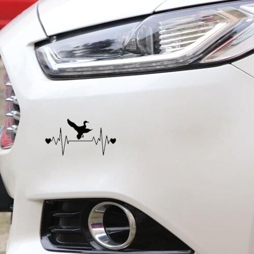 16.3CM*8.5CM Duck hunting call Heartbeat Lifeline Vinyl Black/Silver Car Sticker C22-1108