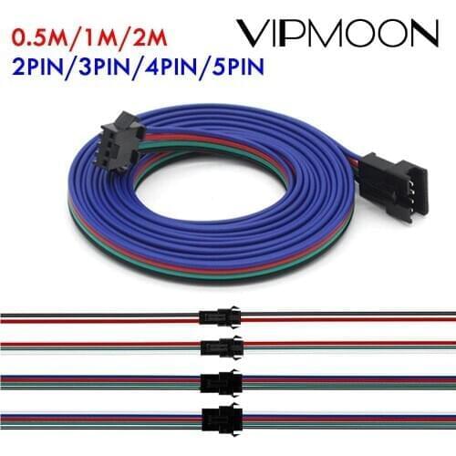 2 Pin/3 Pin/4 Pin/5 Pin Male&Female Extension Cable JST SM LED Wire Plug LED Connector Cable for RGB RGBWW 3528 5050 LED Strip