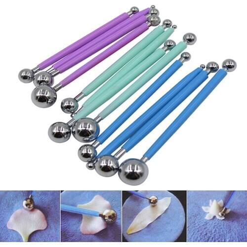 4PCS Cookie Cutters Flower Sugarcraft Metal Ball Modelling Set DIY Stainless Steel Baking Pen Fondant Mold Cake Decorating Tools