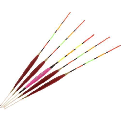 5 Pcs Fishing Float Night Luminuous Tackle Glow Stick Wood Accessories With Lead