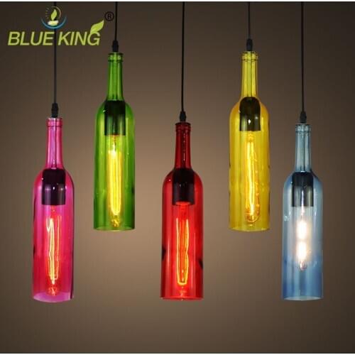 Colorful beer wine bottle glass North Europe brief modern pendant lamps for resteraunt,coffee shop,snack shop ceiling lamp