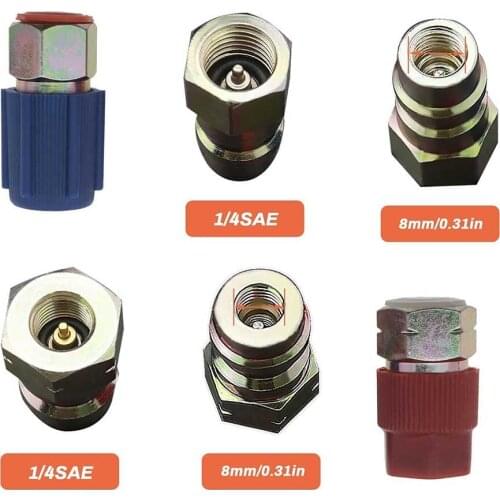 1set A/C R-12 To R-134a Retrofit 1/4 SAE Conversion Adapter Retrofit Conversion Adapter Fitting Cap Valve Kit Car A/C System