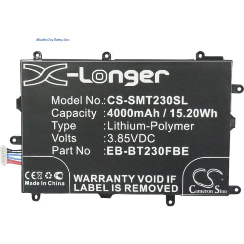 Cameron Sino 4000mAh Battery SP4073B3H for Samsung Galaxy Tab4 7.0, SM-230, SM-230UN, SM-231, SM-235, SM-T230, SM-T231, SM-T235